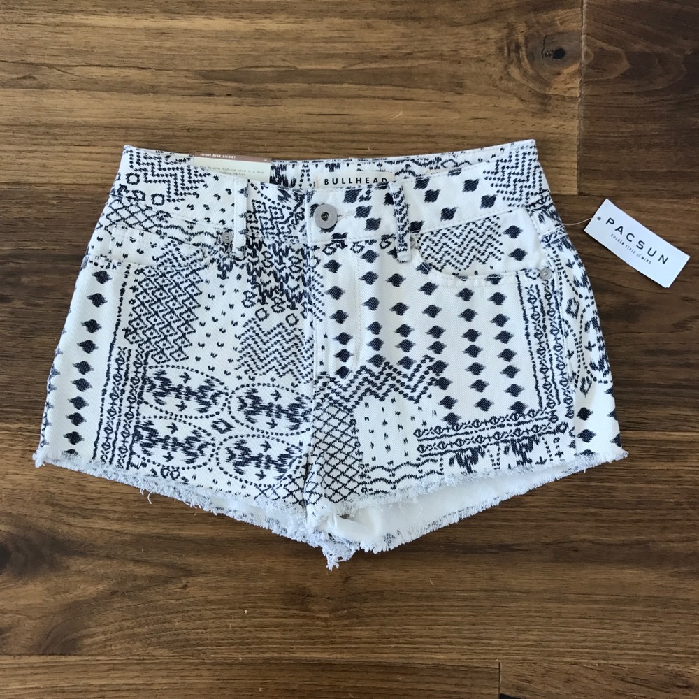 NWT High Waisted Aztec Boho Print Denim Shorts